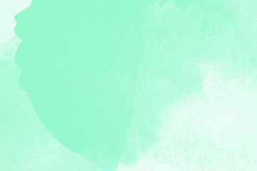 Watercolor texture on paper in sea green color for background, abstract watercolor painting