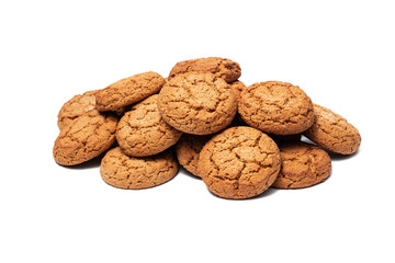 a lot of oatmeal cookies on a white background