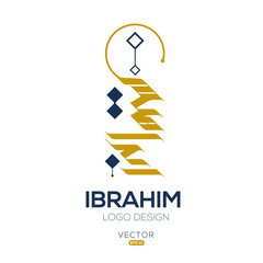 Creative Arabic typography Mean in English ( Arabic name Ibrahim ) , Arabic Calligraphy  