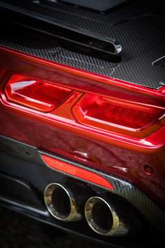 Tail Lights And Exhaust Of A Supercar
