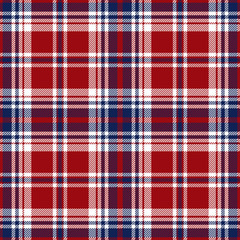 Red, white and blue tartan plaid. Stylish textile pattern.