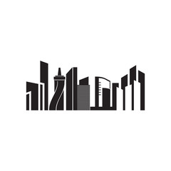 City scape illustration logo design vector template
