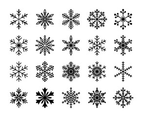 Christmas and winter snow flakes set vector, beautiful collection