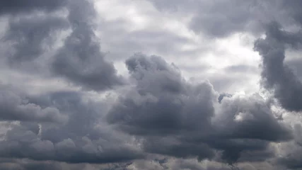 Fotobehang Gloomy and heavy autumn cloudy sky © Disorder_Vortex