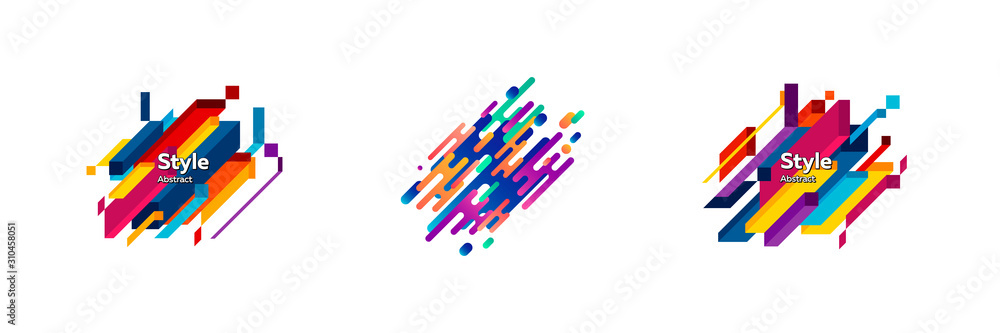 Aufkleber set of abstract form dynamic compositions. design template for logo, flyer or presentation. abstract