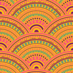 Ethnic circle shapes seamless geometric pattern.