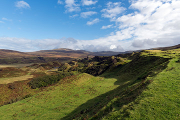 Fototapeta na wymiar The Valley of the Fairy Glen on the Isle of Skye in Scotland