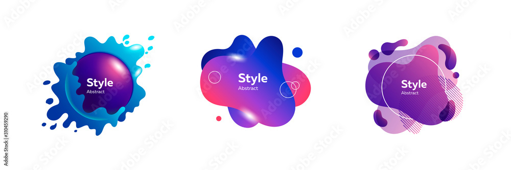 Poster Set of unique abstract graphic elements. Design template for logo, flyer or presentation. Abstract form dynamic composition. Modern style vector illustration