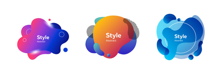 Set of unique abstract graphic shapes. Design template for logo, flyer or presentation. Abstract form dynamic composition. Modern style vector illustration