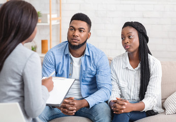 Couple listening to psychologist