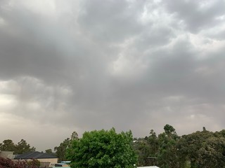 Fototapeta na wymiar Rainshadow under a developing thunderstorm