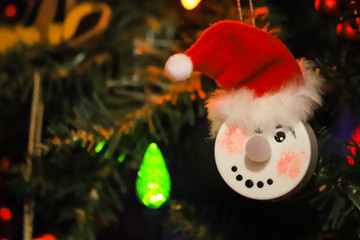 Santa Ornament on Christmas Tree