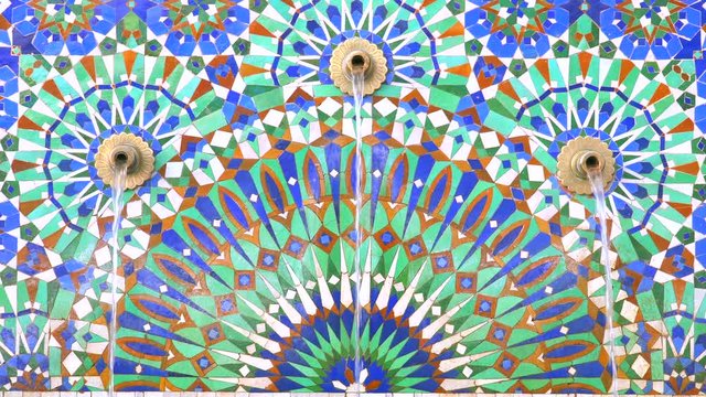 traditional tap water in wall with patterns, Casablanca - Morocco