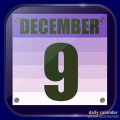 December 9 icon. Calendar date for planning important day. December ninth. Banner for holidays and special days. Vector Illustration.