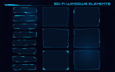 Set of Sci Fi Modern User Interface Elements. Futuristic Abstract HUD. Good for game UI. Windows elements for infographics. Vector Illustration EPS10