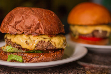 hamburger on a plate