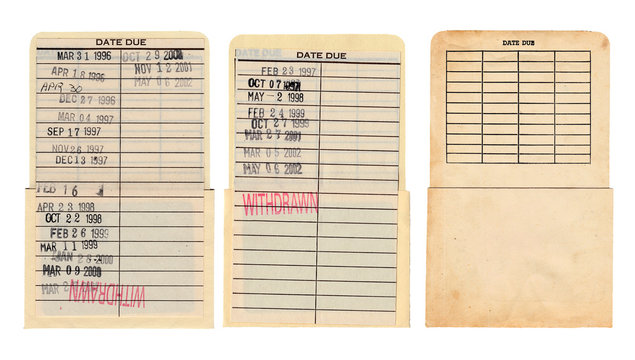 Set of Library Due Date Cards from Withdrawn Books