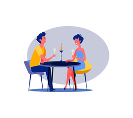 Couple on romantic dinner. Couple, romance, date flat vector illustration. Leisure activity and free time concept for banner, website design or landing web page