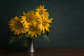 Bouquet of sunflowers in a classical fine art image