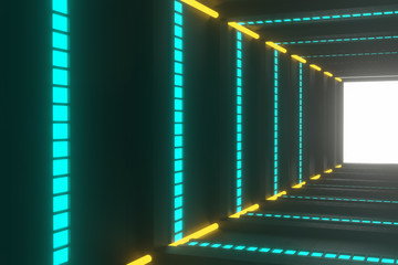 3d render futuristic tunnel with the light glow