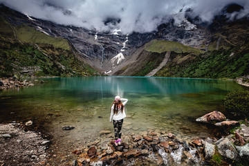 girl in the mountains - Lake Humantay (Peru)