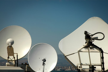 Mobile satellite broadcast trucks