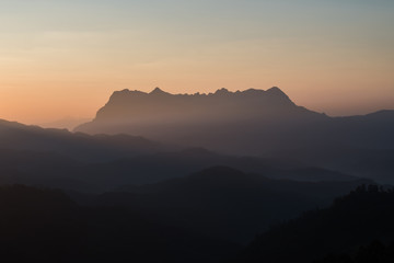 Light sunrise mist mountain at Doi Luang Chiang Dao Chiang Mai , Thailand