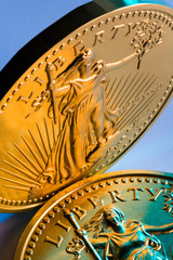 Fototapeta na wymiar Symbol of Liberty on a coin of the USA