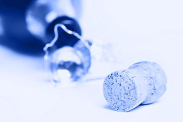Champagne cork in blue tone