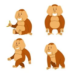 Fototapete Affe Orangutan Flat Character Collection
