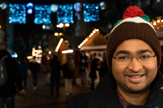 Rahul Mandal With Pudding Hat At Christmas Market