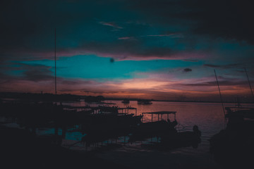 sunset in city