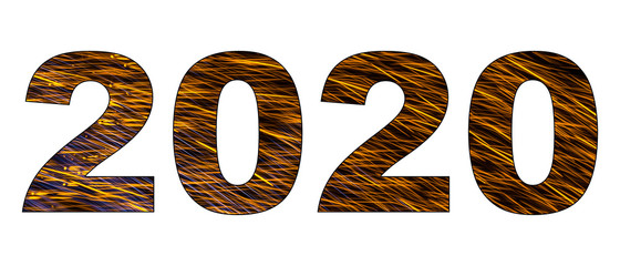 2020 colorful numbers headline isolated