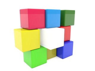 Colored toy block building