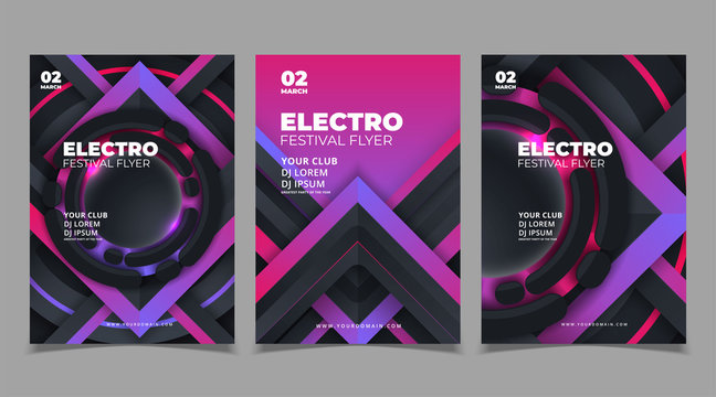 Electro Party Music Flyer Template Invitation