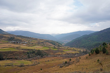 Fototapeta na wymiar A view of the tang Valley, eastern Bhutan 
