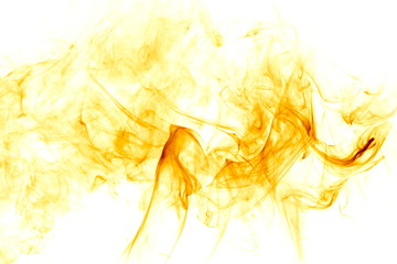 Yellow smoke on white background