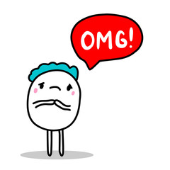 Oh my god hand drawn vector illustration in cartoon comic style man sad speech bubble