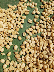 Natural Coffee beans close up