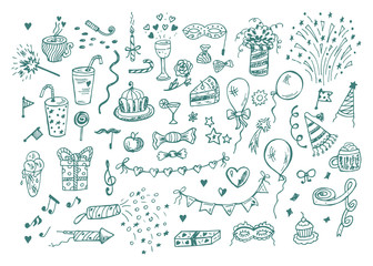 Collection of Hand drawn Celebratory elements - Vector illustration