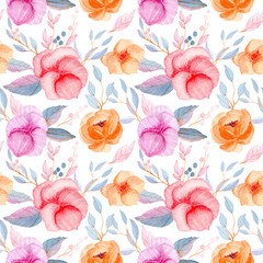 colorful floral watercolor seamless pattern