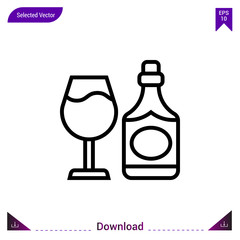 wine icon vector . Best modern, simple, isolated, application , logo, flat icon for website design or mobile applications, UI / UX design vector format