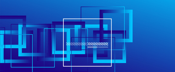 Abstract background with simple square or rectangle geometrical shapes. Geometric template with fluid gradients. Line design, technology concept. Vector Illustration For Wallpaper, Banner Background