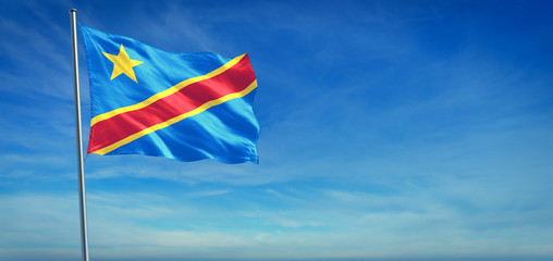 The National flag of Democratic Republic of the Congo