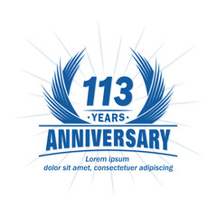 Obraz premium 113 years logo design template. 113th anniversary vector and illustration.