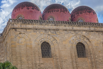 Arab-Norman architecture of San Cataldo Church (Chiesa San Cataldo, 1154) located in heart of historic centre at Piazza Bellini. Palermo, Sicily, Italy.