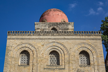 Arab-Norman architecture of San Cataldo Church (Chiesa San Cataldo, 1154) located in heart of historic centre at Piazza Bellini. Palermo, Sicily, Italy.