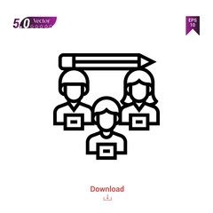 Outline teamwork icon. teamwork icon vector isolated on white background. Graphic design, material-design,digital-marketing icons mobile application, logo, user interface. EPS 10 format vector