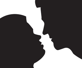 Couple Kissing in Silhouette
