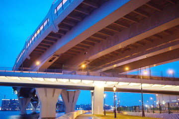 Large transport overpass on a winter evening